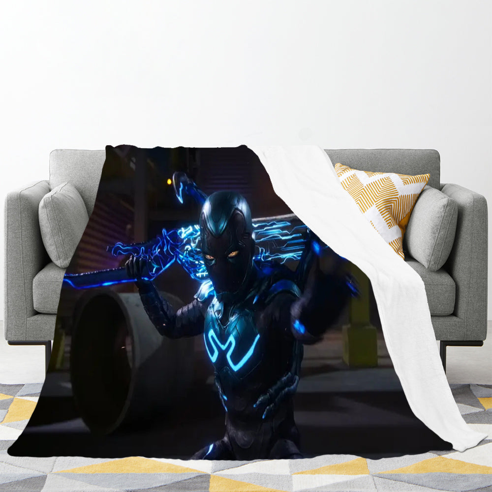 Blue Beetle 3D Printed Plush Blanket Flannel Fleece Throw Warm