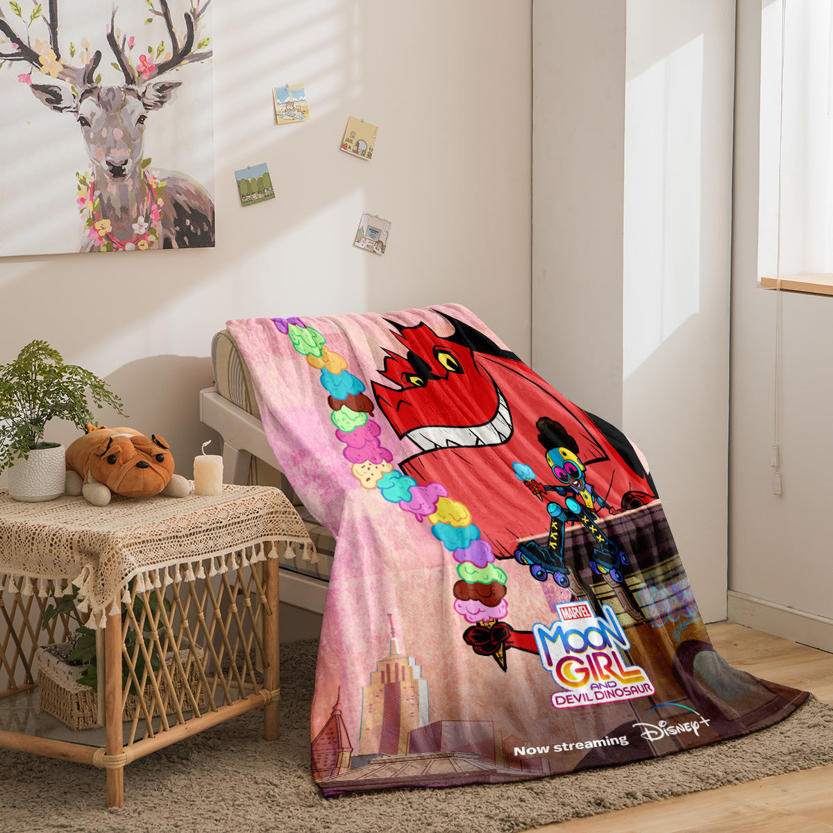 Moon Girl and Devil Dinosaur 3D Printed Plush Blanket Flannel Fleece Throw