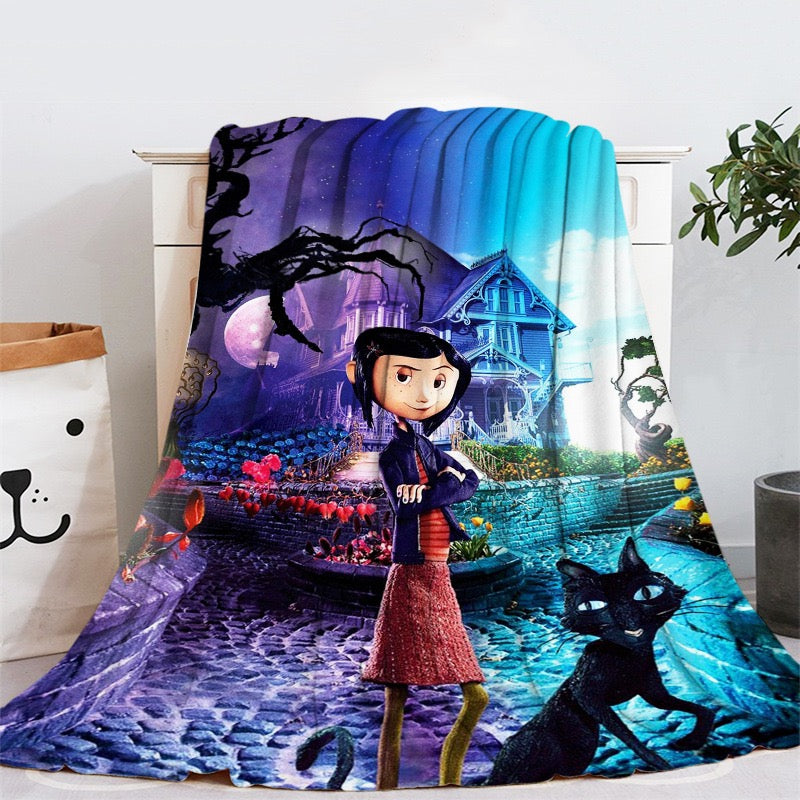 Coraline and the Secret Door 3D Printed Plush Blanket Flannel Fleece Throw