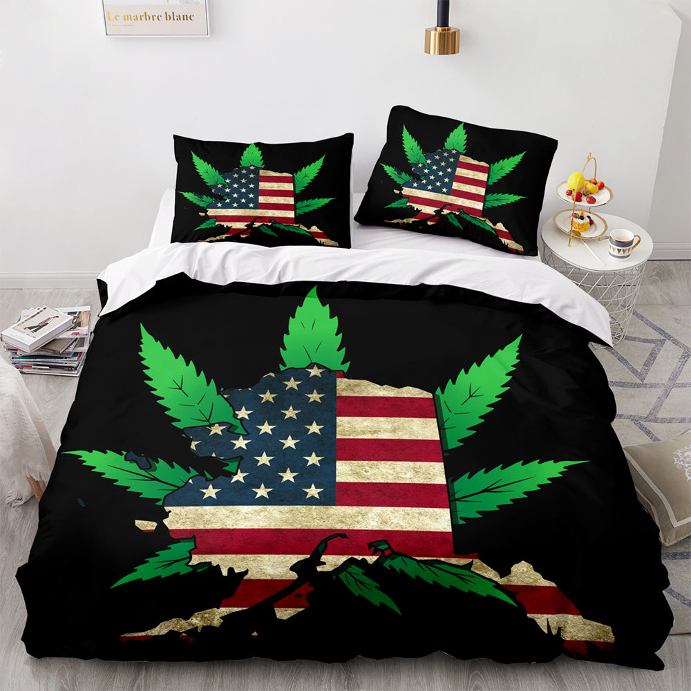 2026 NEW 420 weed plant 3 Piece Bedding Sets Quilt Cover Without Filler