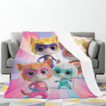 Super Kitties 3D Printed Plush Blanket Flannel Fleece Throw Warm Gift for Kids Adults Home Office