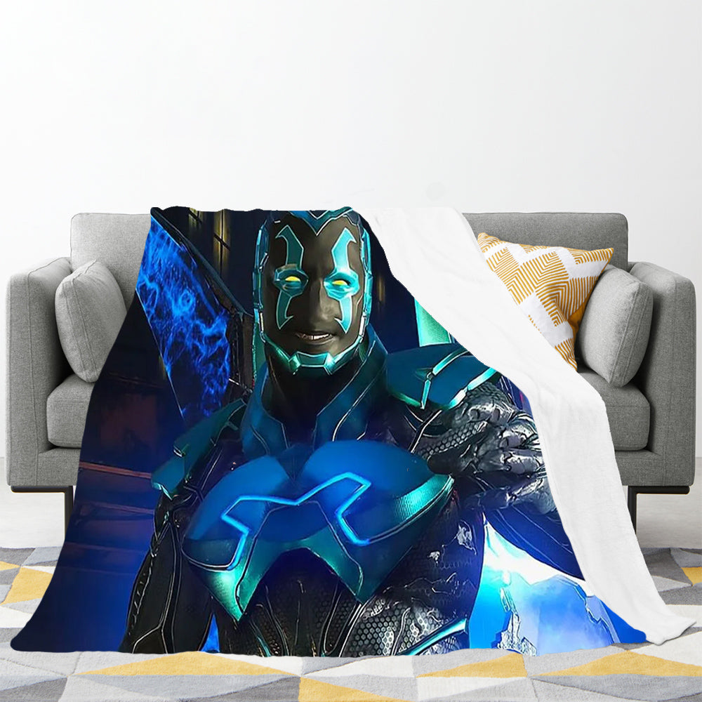Blue Beetle 3D Printed Plush Blanket Flannel Fleece Throw Warm