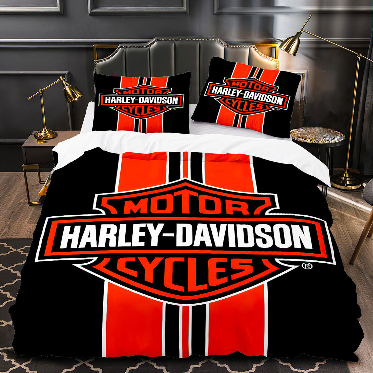 Harley Motor Duvet Cover Quilt Cover Pillowcase Bedding Set Bed Linen Home Bedroom Decor