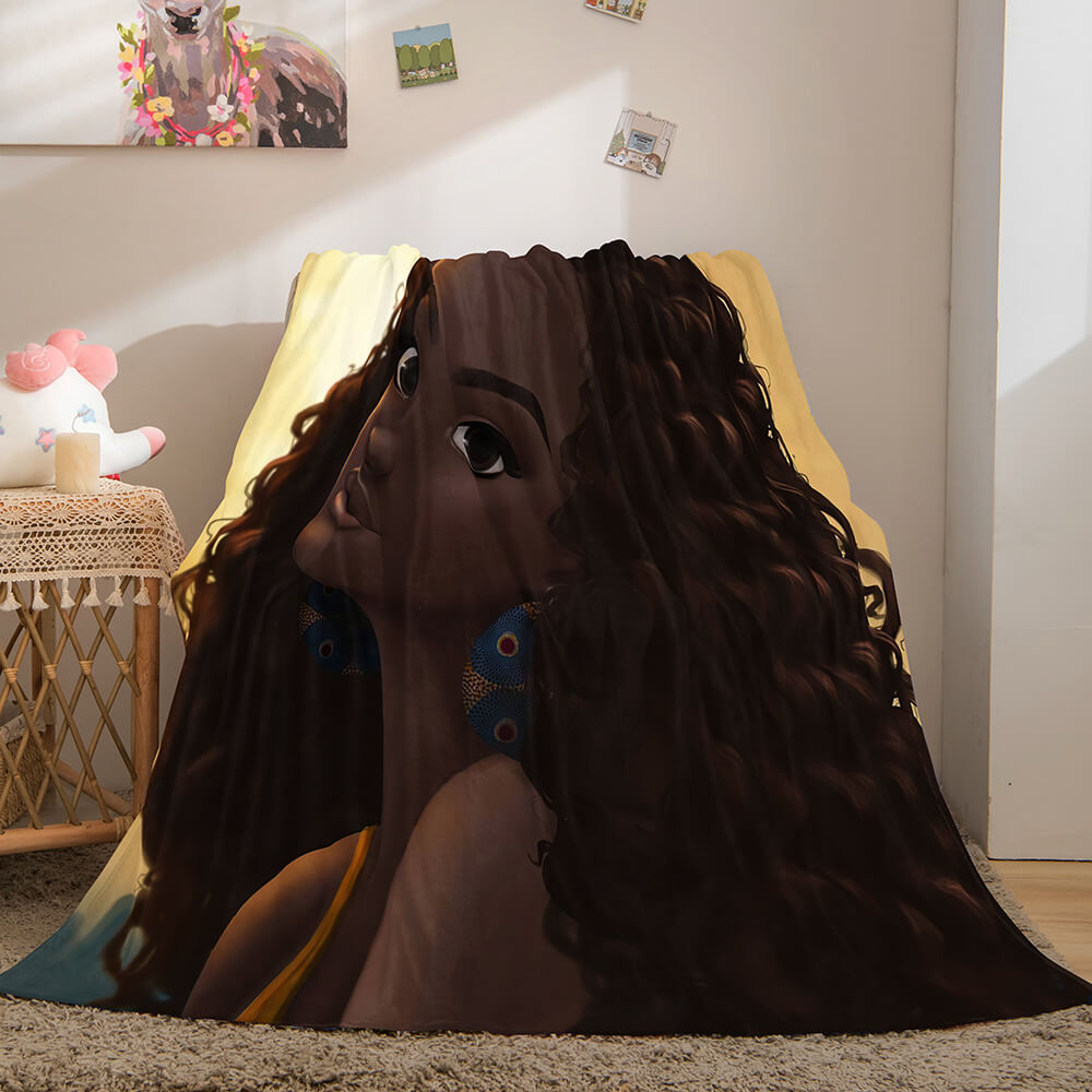 2026 NEW Black African Girl Flannel Blanket Throw Blanket