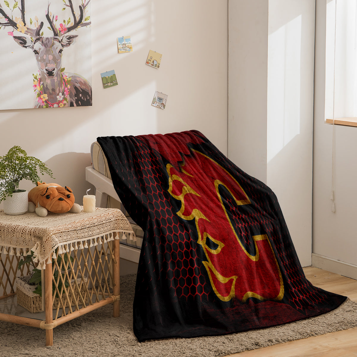 Calgary Flames Hockey Team Flannel Fleece Throw Blanket