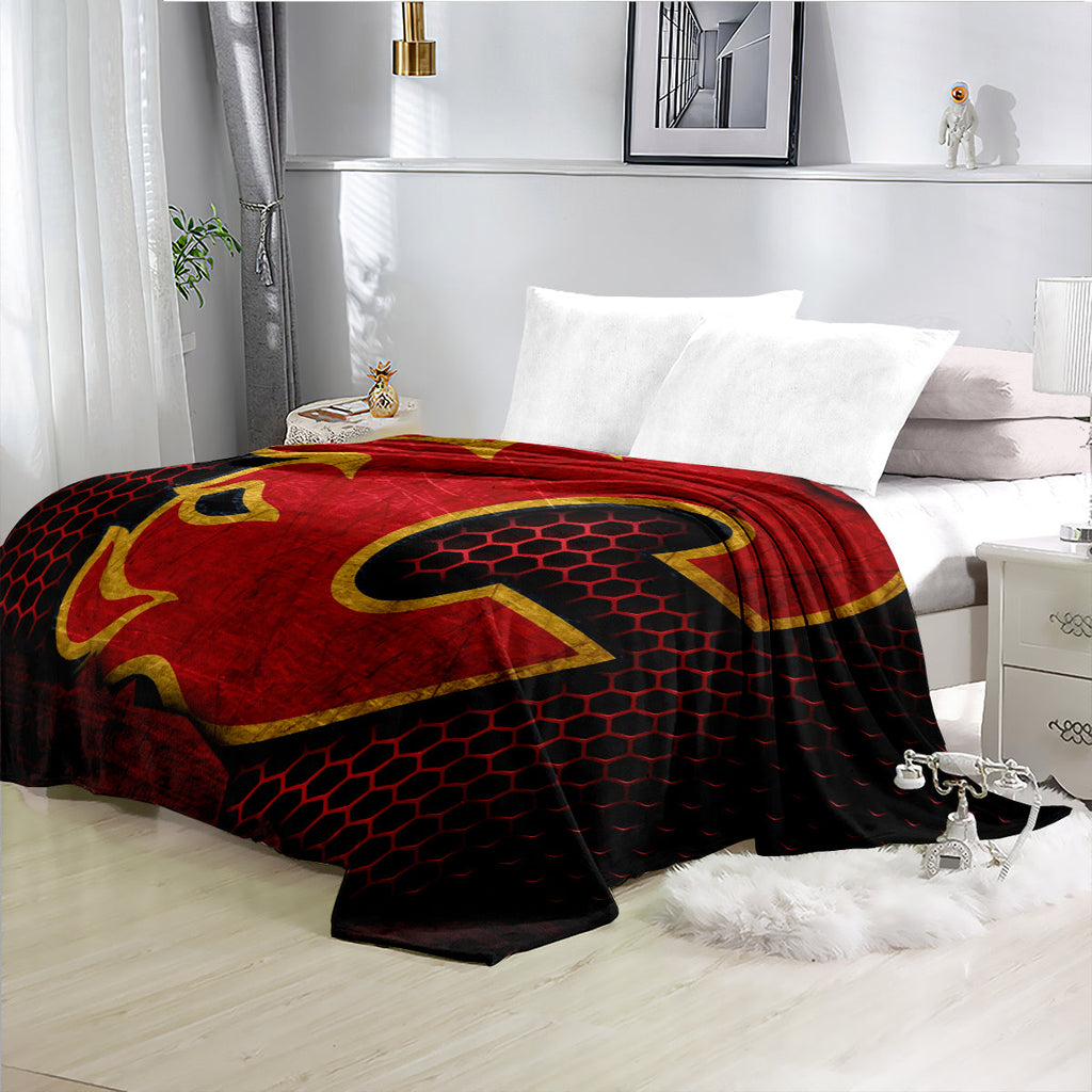 Calgary Flames Hockey Team Flannel Fleece Throw Blanket