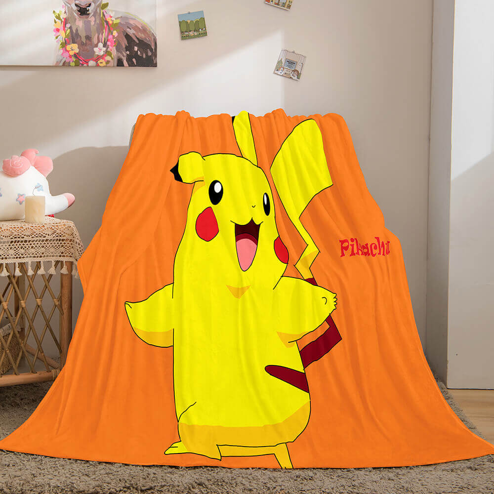2026 NEW Cartoon Pokemon Pikachu Flannel Fleece Blanket Throw Cosplay Blanket