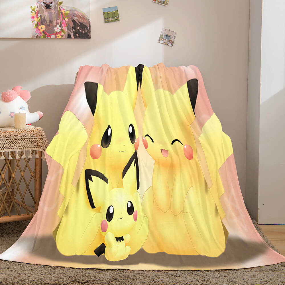 2026 NEW Pokemon Pikachu Blanket Flannel Fleece Blanket Throw Cosplay Blanket