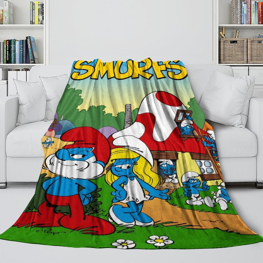 2026 NEW Cartoon Smurfs Blanket Flannel Throw Room Decoration