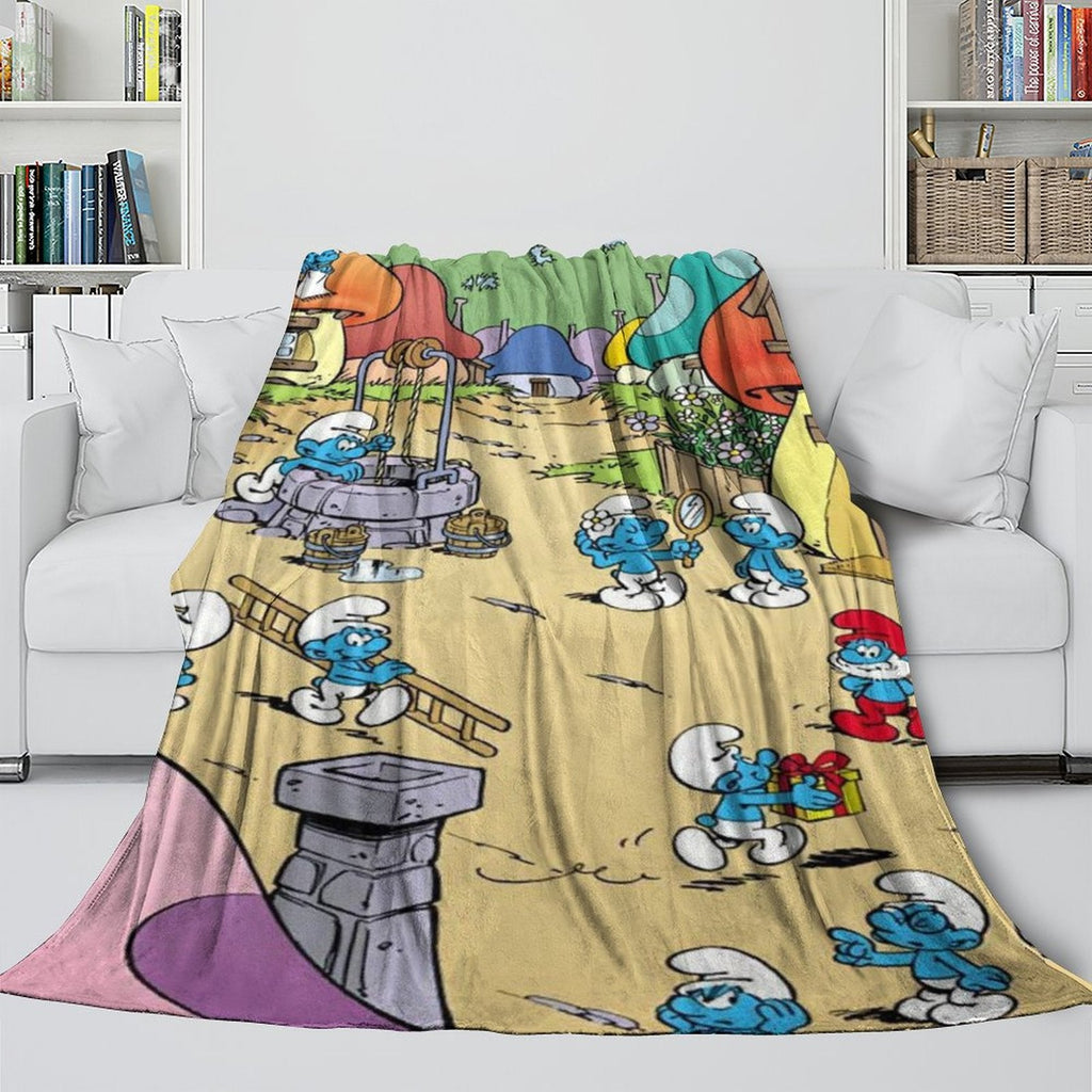2026 NEW Cartoon Smurfs Blanket Flannel Throw Room Decoration