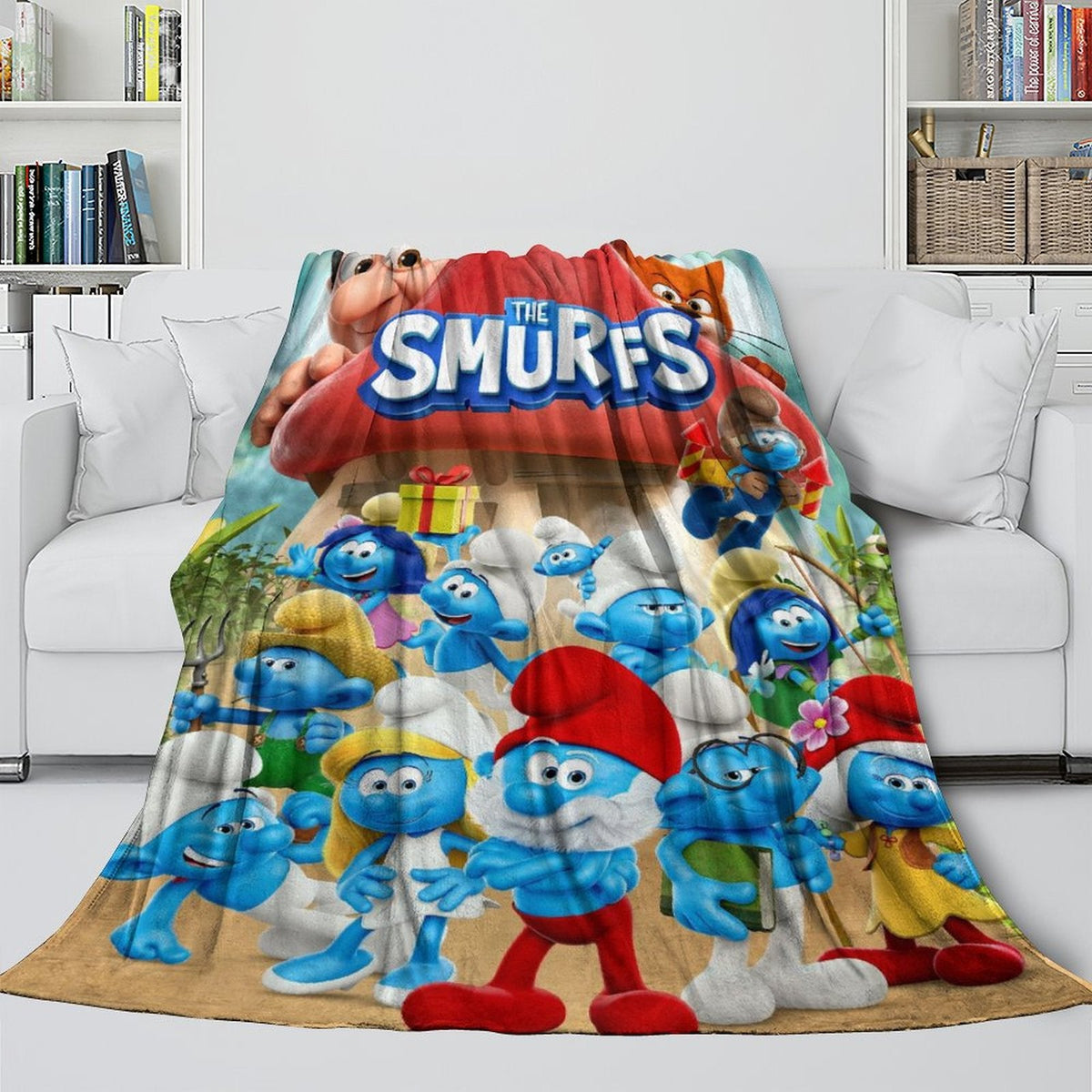 2026 NEW Cartoon Smurfs Blanket Flannel Throw Room Decoration