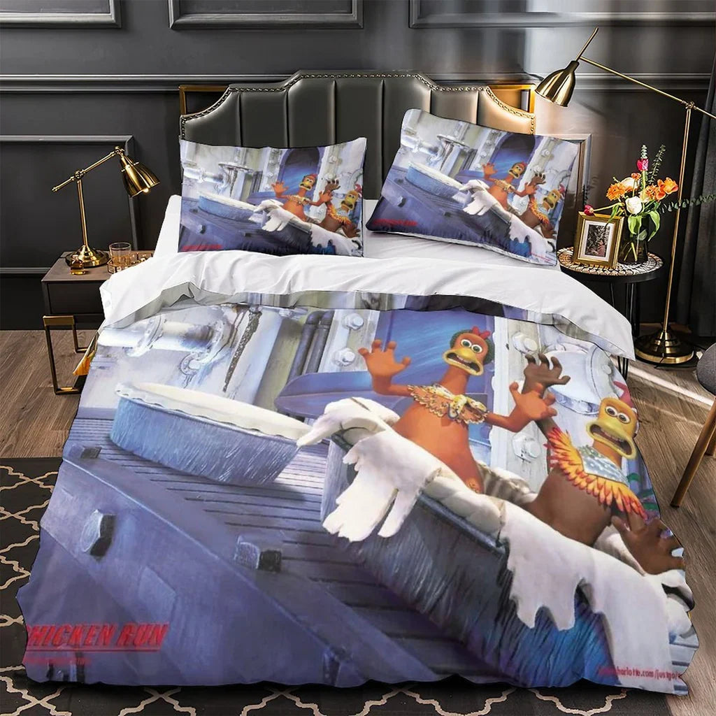 Chicken Run Duvet Cover Quilt Case Pillowcase Bedding Set Without Filler