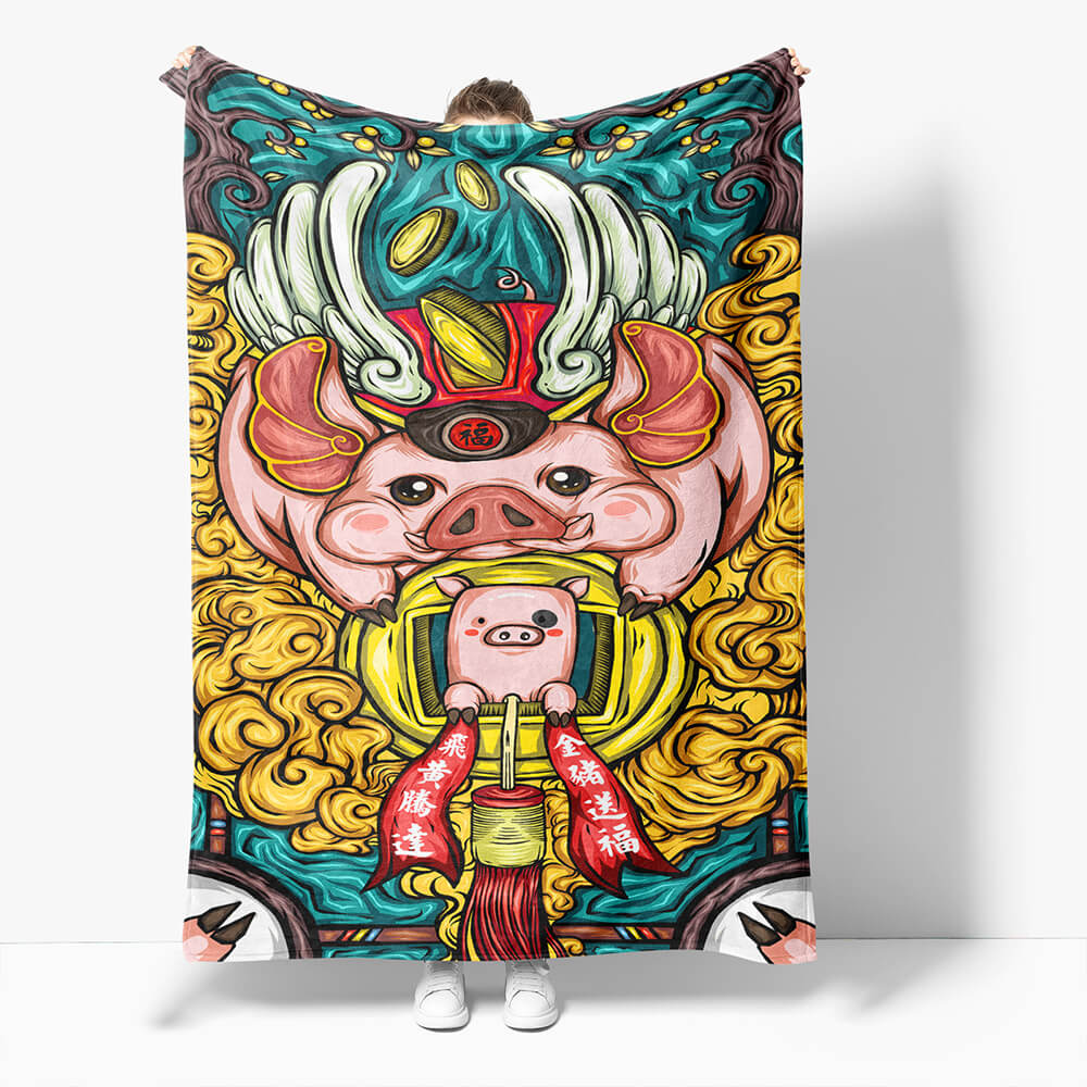 2026 NEW Chinese National Tide Elements Flannel Fleece Throw Blanket