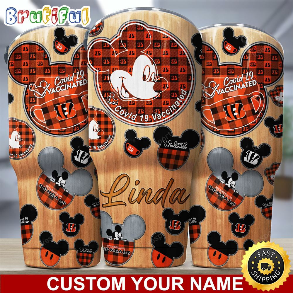 Custom Name NFL Cincinnati Bengals Tumbler Nfl Mickey Tumbler
