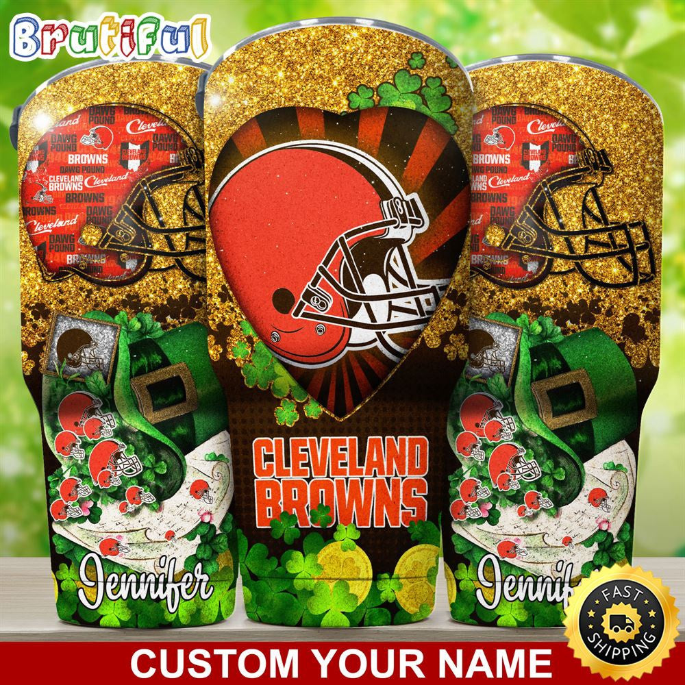 Custom Name NFL Cleveland Browns Tumbler Nfl Patricks Day Tumbler