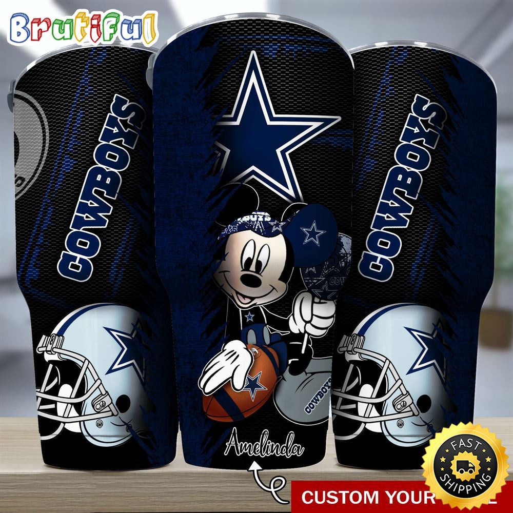 Custom Name NFL Dallas Cowboys Tumbler Mickey Tumbler Art For Sports Fan