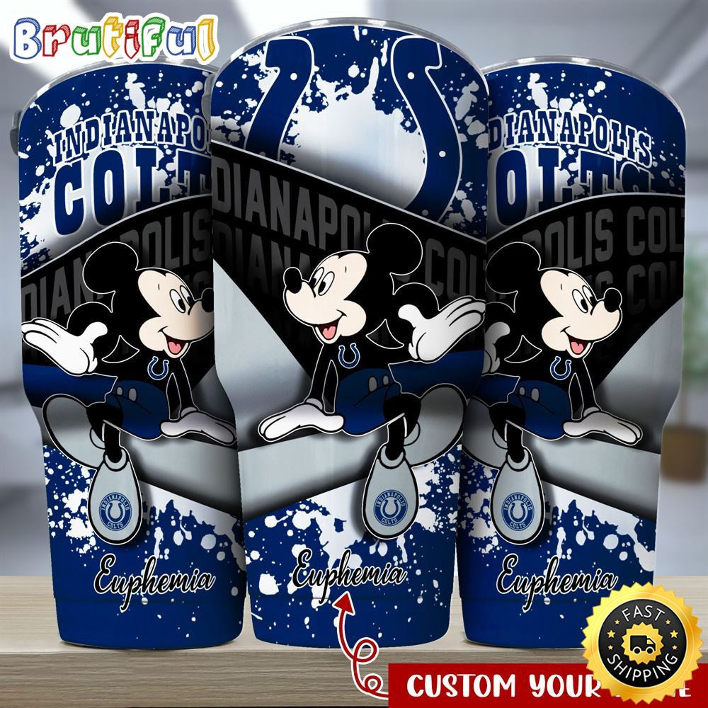 Custom Name NFL Indianapolis Colts Tumbler Mickey Mouse Tumbler Style