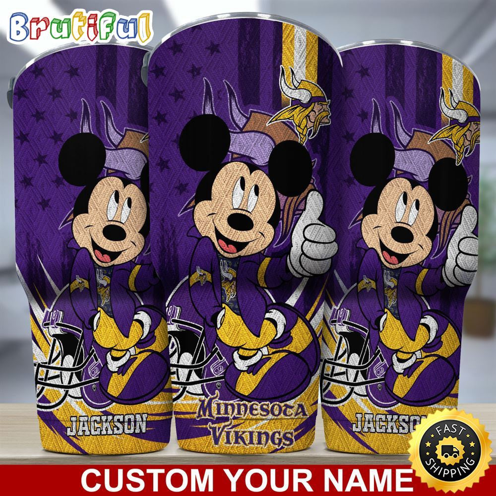 Custom Name NFL Minnesota Vikings Tumbler Mickey Mouse Tumbler For You
