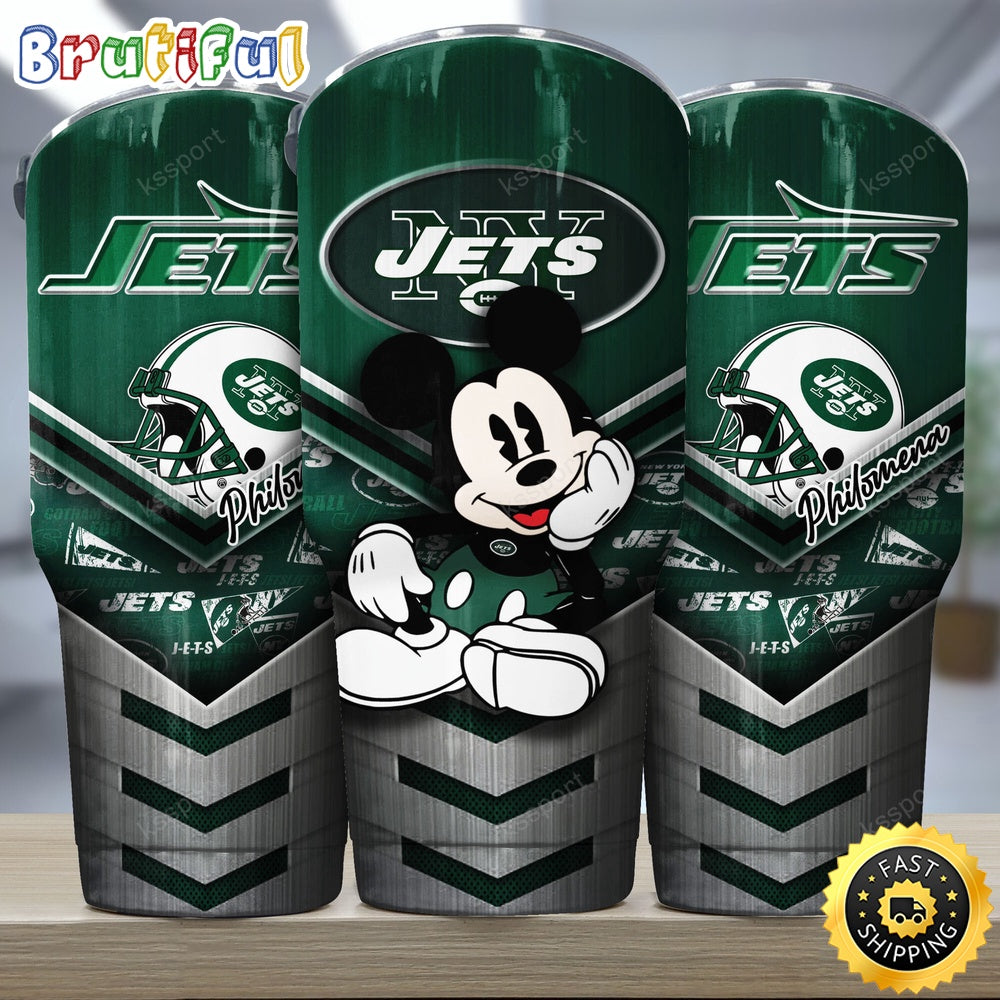 Custom Name NFL New York Jets Tumbler Mickey And Logo Nfl Tumbler