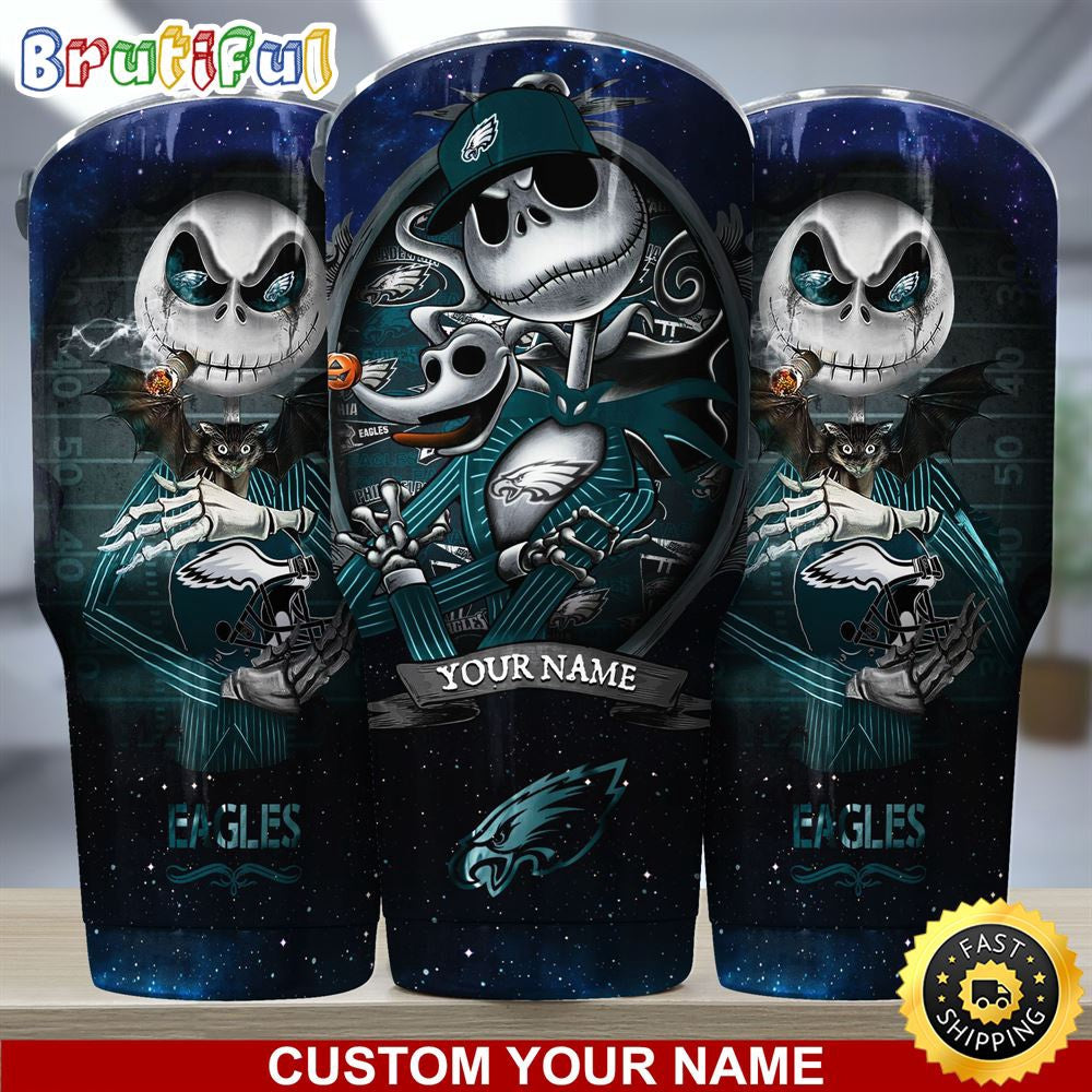 Custom Name NFL Philadelphia Eagles Tumbler Jack The Nightmare Tumbler