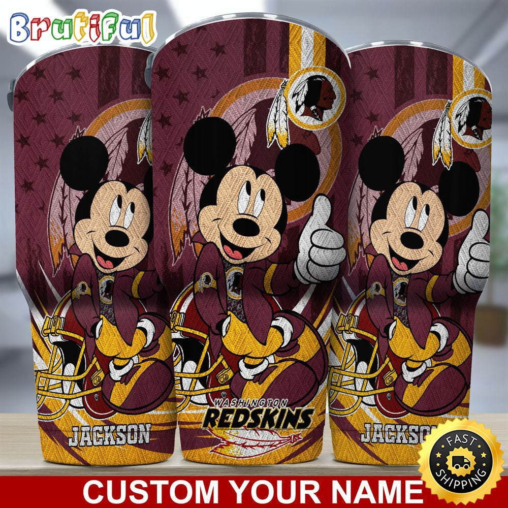 Custom Name NFL Washington Commanders Tumbler Mickey Mouse Tumbler For You