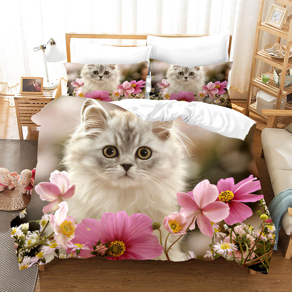 2026 NEW Cute Animal Pet Cats Bedding Set Quilt Covers Without Filler