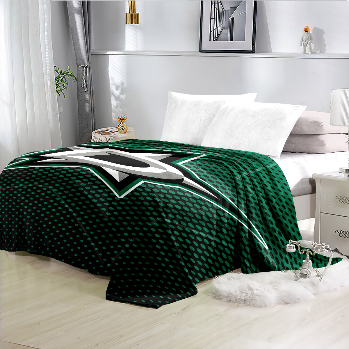 Dallas Stars Hockey Team Flannel Fleece Throw Blanket