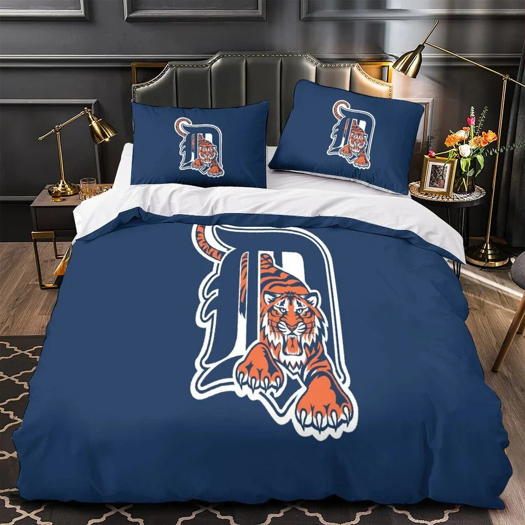 Detroit Tigers Duvet Cover Quilt Case Pillowcase Bedding Set Without Filler