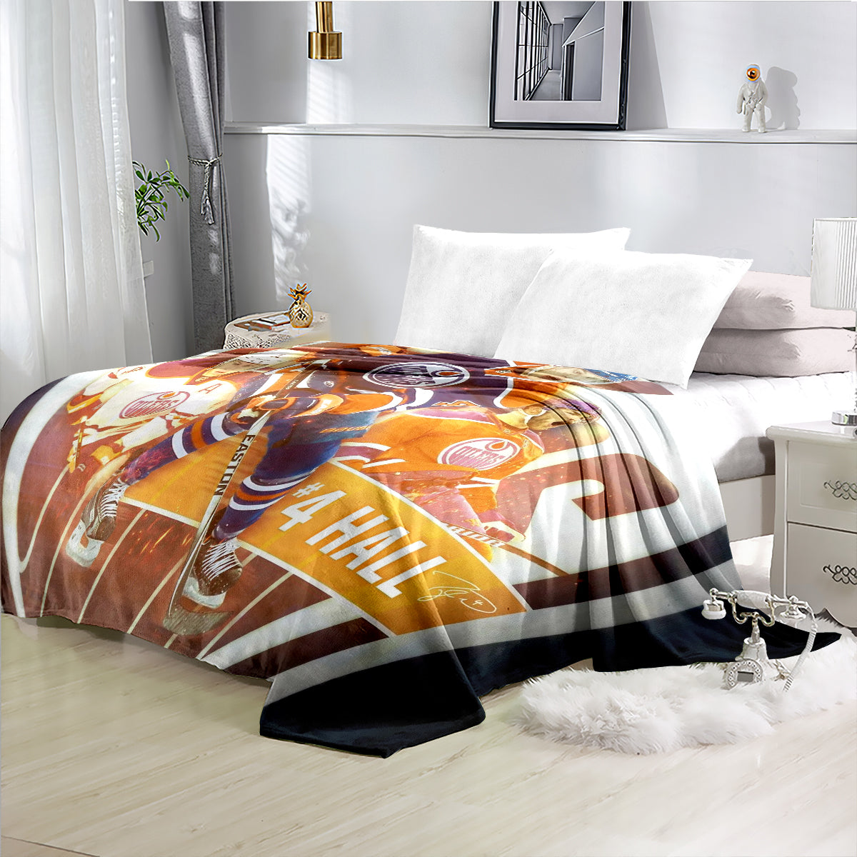 Edmonton Oilers Hockey Team Flannel Fleece Throw Blanket