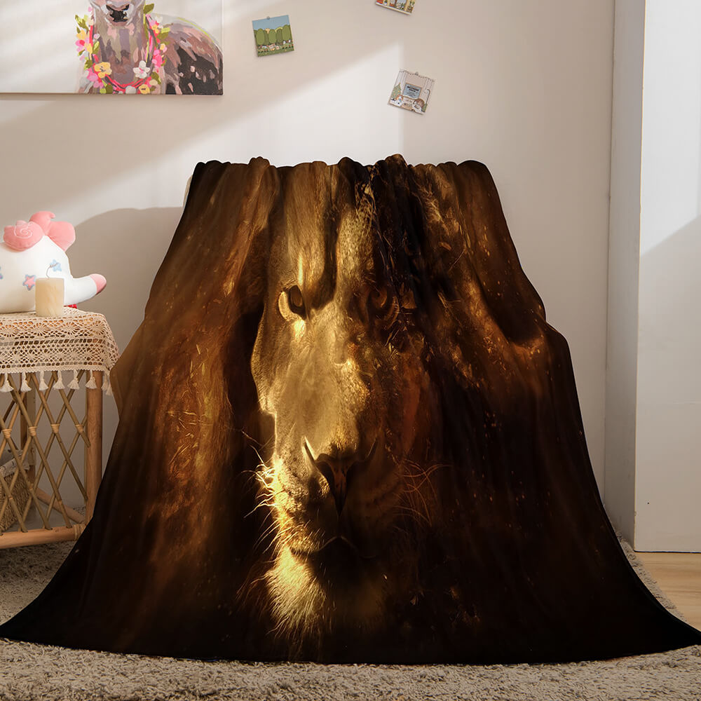 2026 NEW Fiercely Lion Flannel Blanket Room Decoration