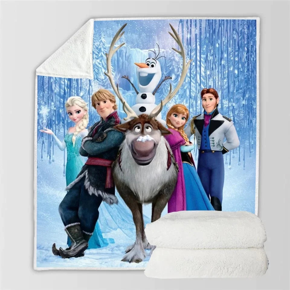 Frozen Anna Elsa Princess Blanket Sherpa Fleece Throw Blanket for Kids Adults