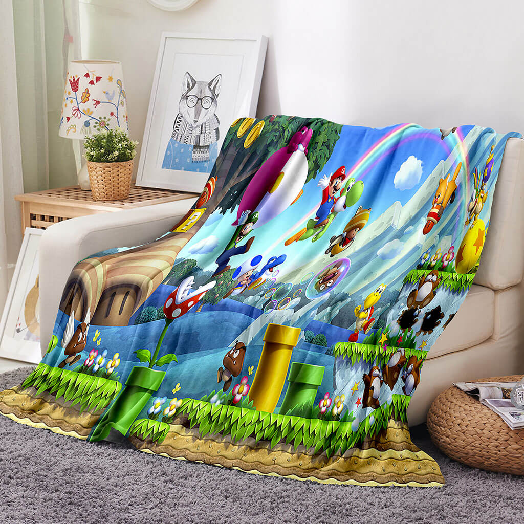2026 NEW Game Super Mario Blanket Flannel Throw Room Decoration