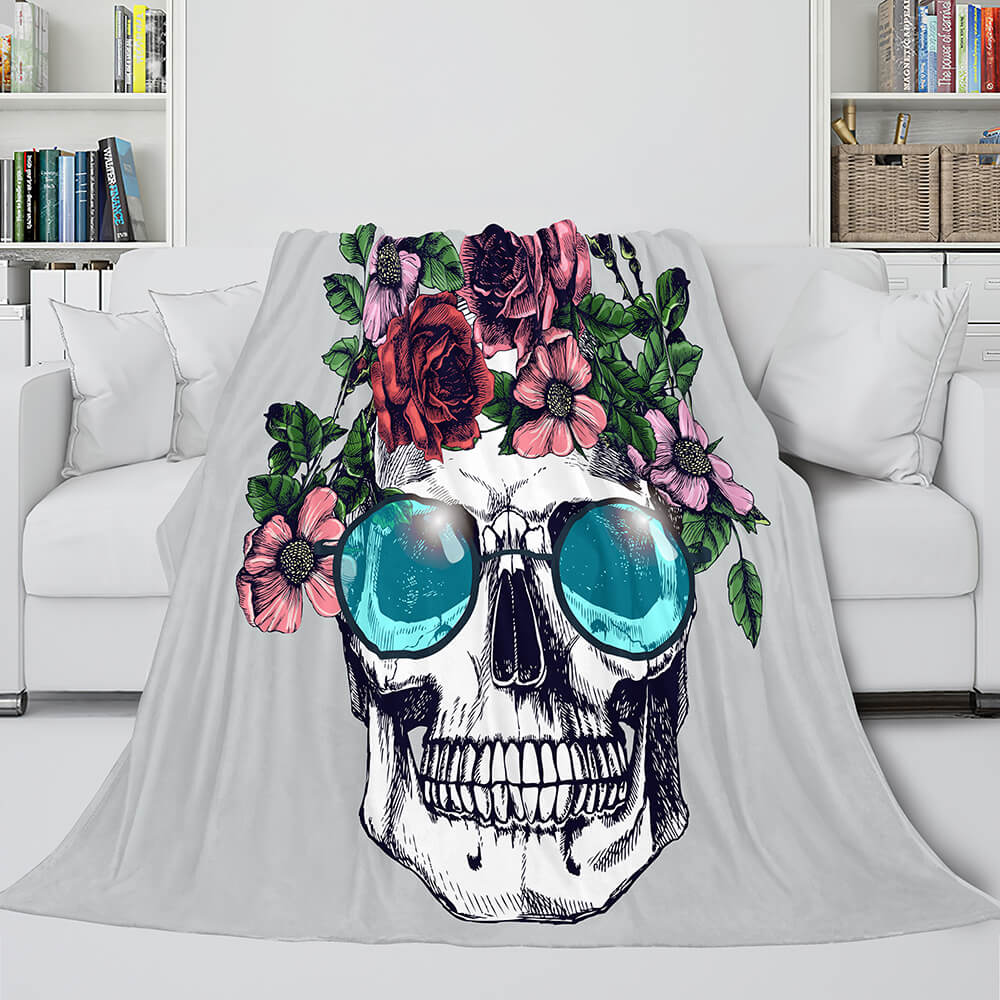 2026 NEW Halloween Decoration Skeleton Skull Bed Blanket Flannel Blanket Sets