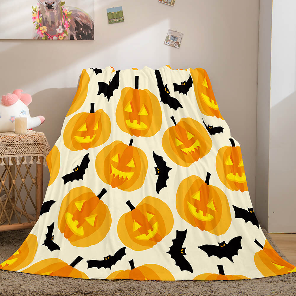 2026 NEW Halloween Pumpkin Flannel Fleece Throw Cosplay Blanket