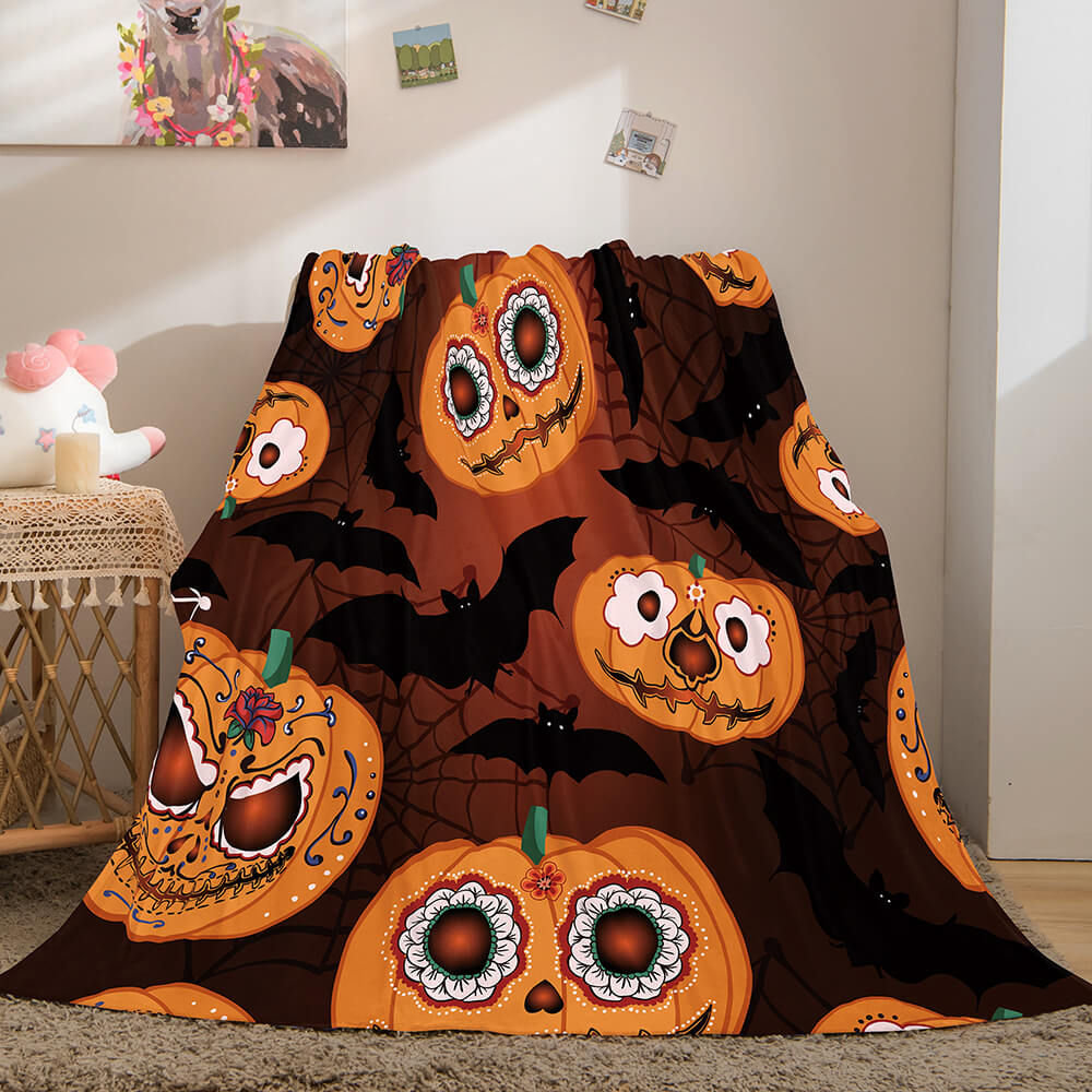 2026 NEW Halloween Pumpkin Flannel Fleece Throw Cosplay Blanket
