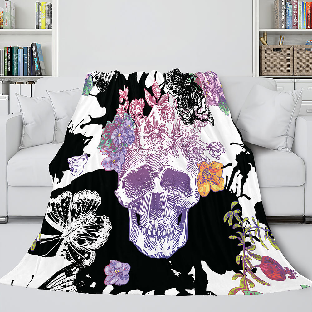 2026 NEW Halloween Skeleton Skull Flannel Blanket Throw Blanket
