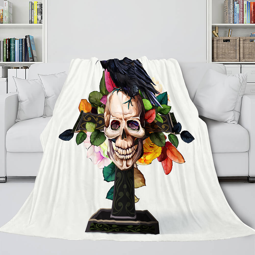 2026 NEW Halloween Skeleton Skull Flannel Blanket Throw Blanket