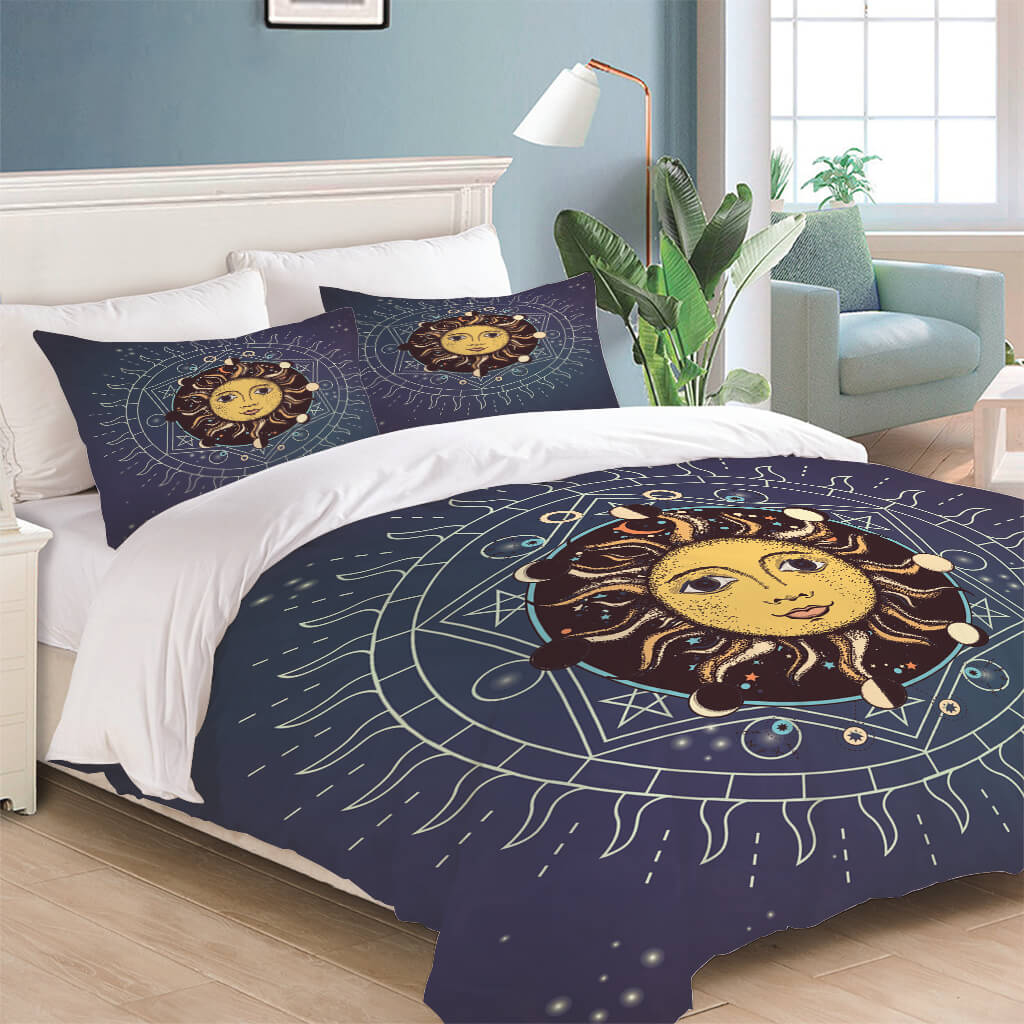 2026 NEW Hand Drawn Sun Face Bedding Sets Quilt Cover Without Filler