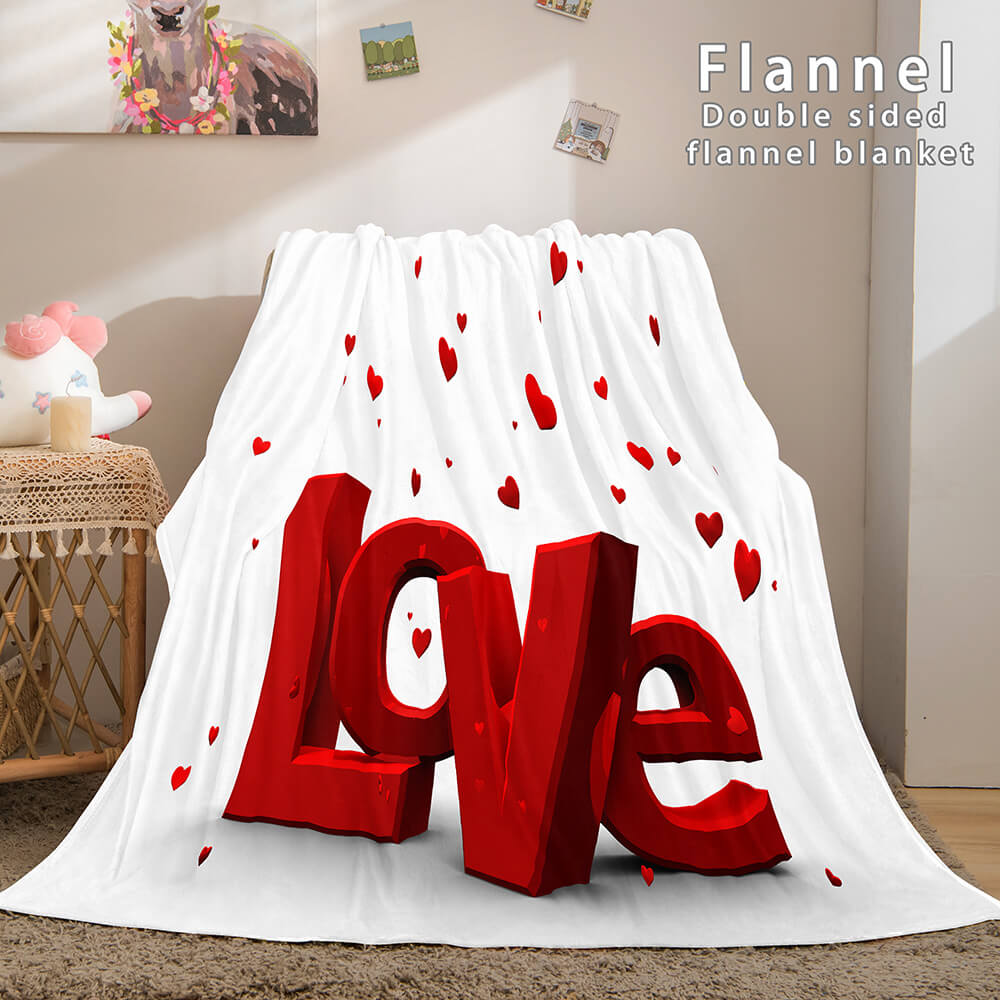 2026 NEW I LOVE You Bed Blanket Soft Flannel Blanket