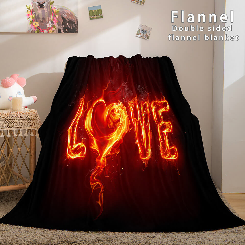 2026 NEW I LOVE You Bed Blanket Soft Flannel Blanket
