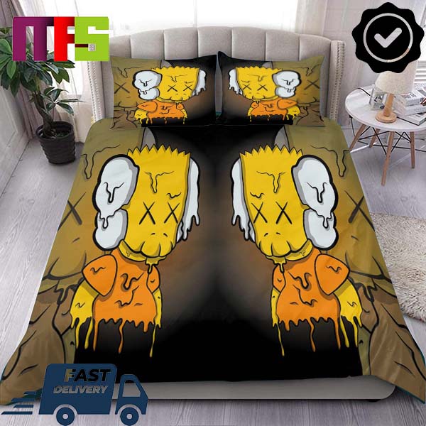 Kaws x The Simpsons Melted Bart Simpsons Kaws Luxury King Bedding Set