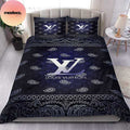 Louis Vuitton Blue Luxury Best Queen Bedding Set