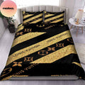 Louis Vuitton Golden Luxury Best Queen Bedding Set