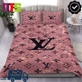 Louis Vuitton Pink Glittery Sparkle Luxury Bedding Set