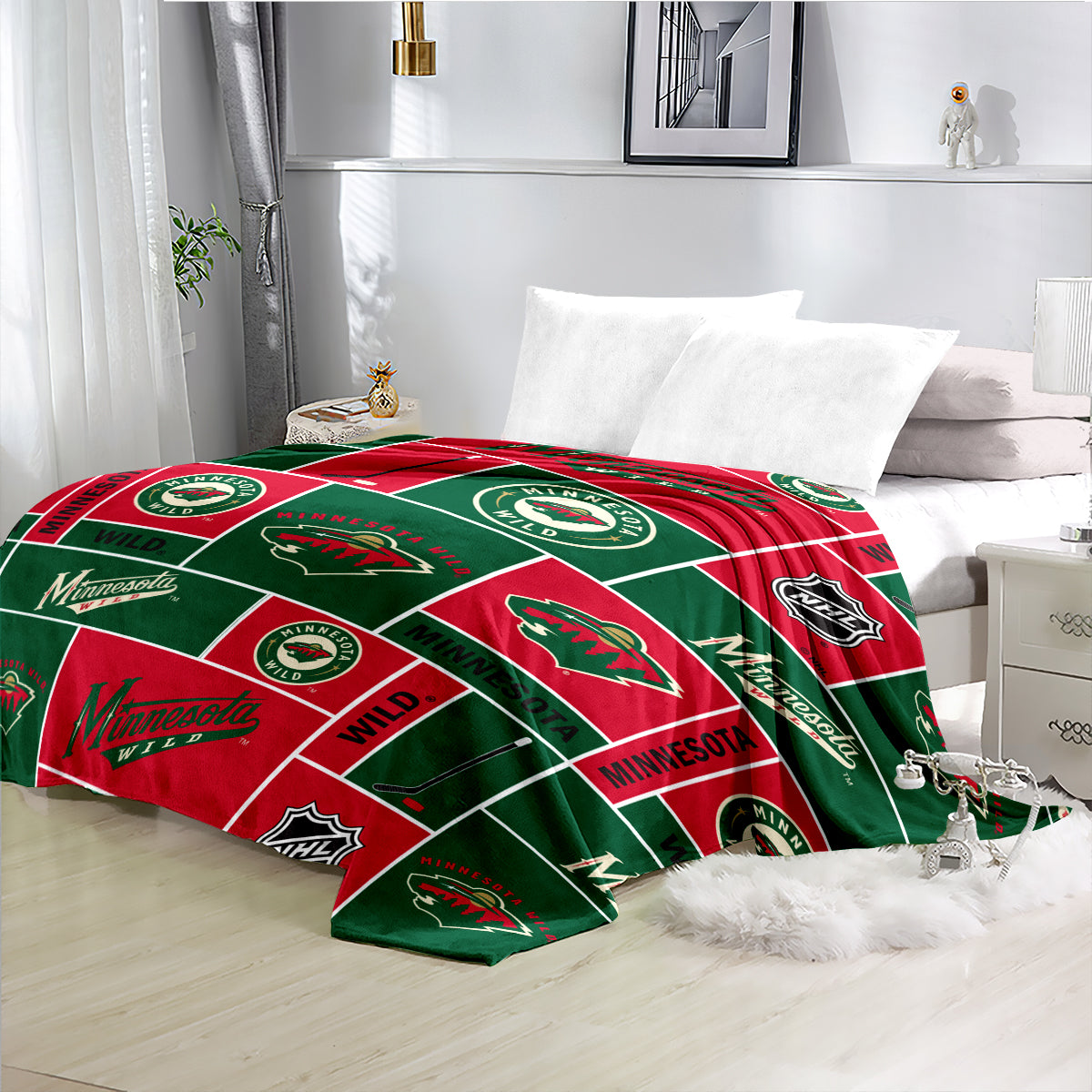 Minnesota Wild Hockey Team Flannel Fleece Throw Blanket