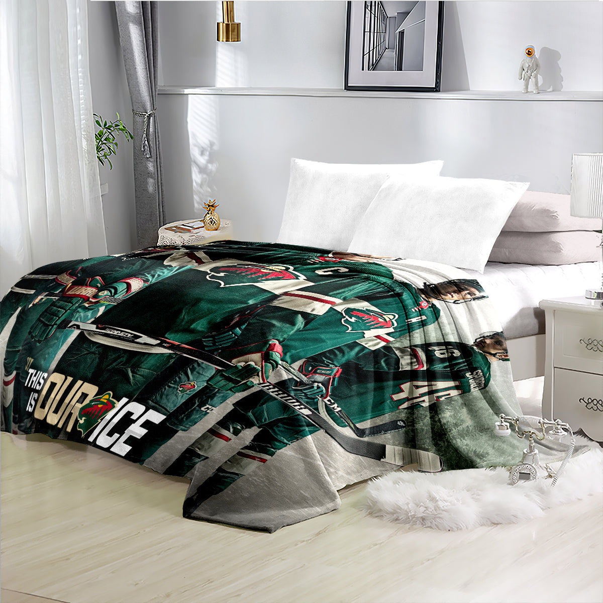 Minnesota Wild Hockey Team Flannel Fleece Throw Blanket
