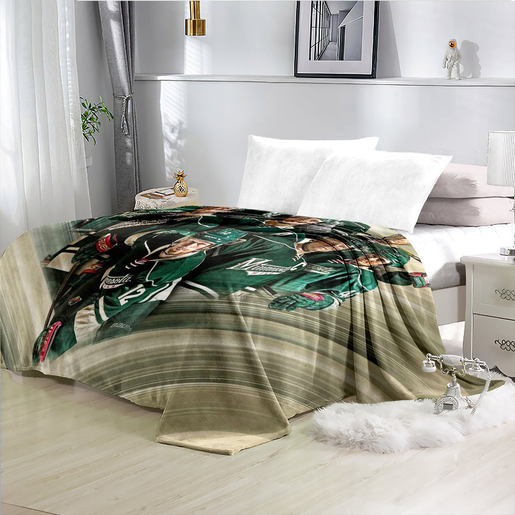 Minnesota Wild Hockey Team Flannel Fleece Throw Blanket