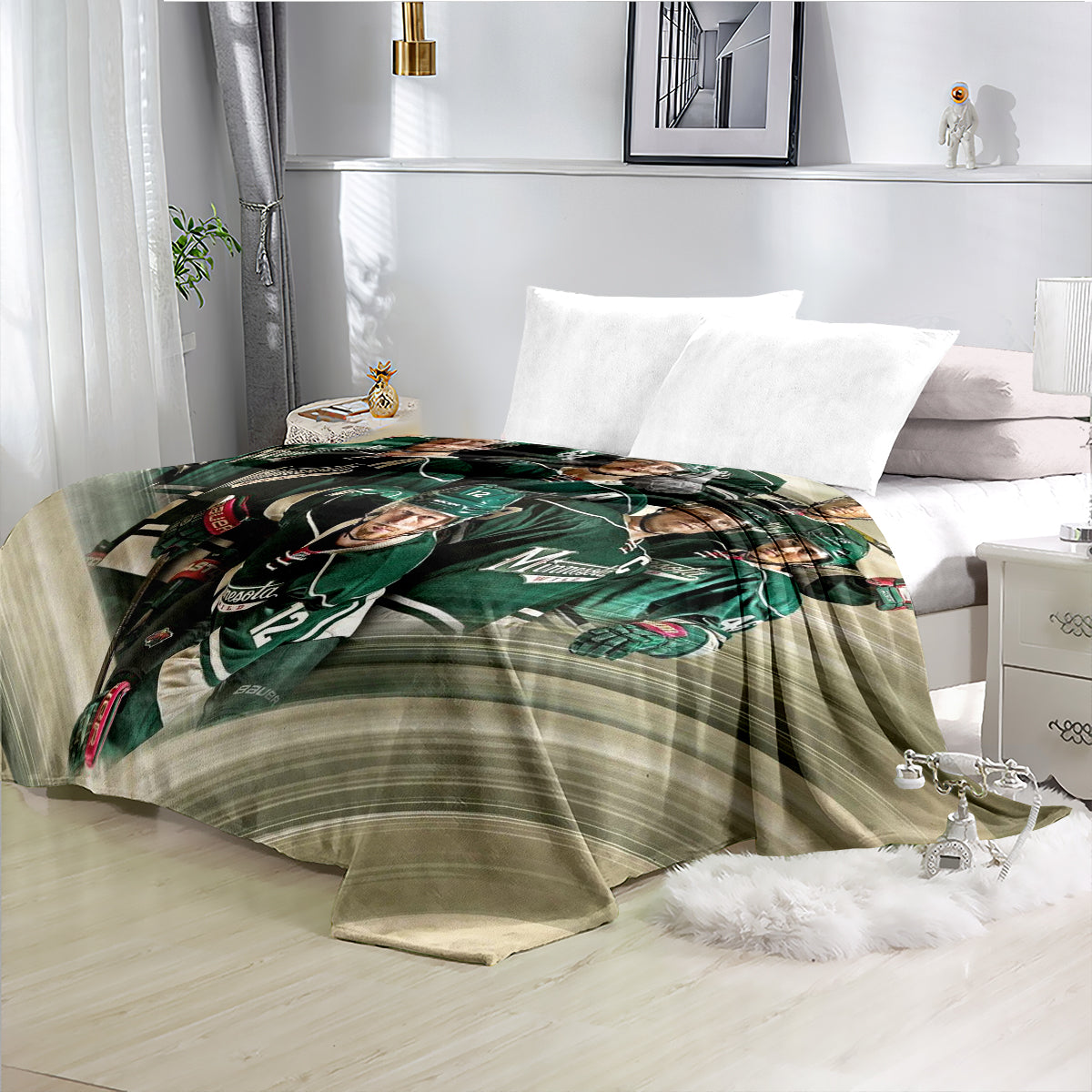 Minnesota Wild Hockey Team Flannel Fleece Throw Blanket