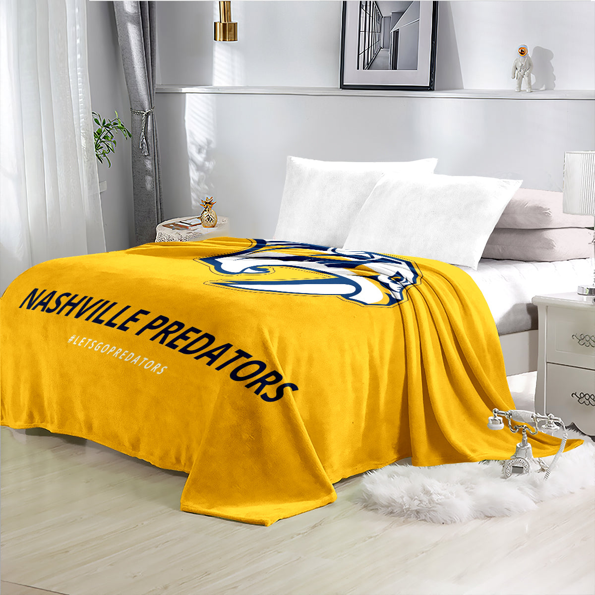 Nashville Predators Hockey Team Flannel Fleece Throw Blanket