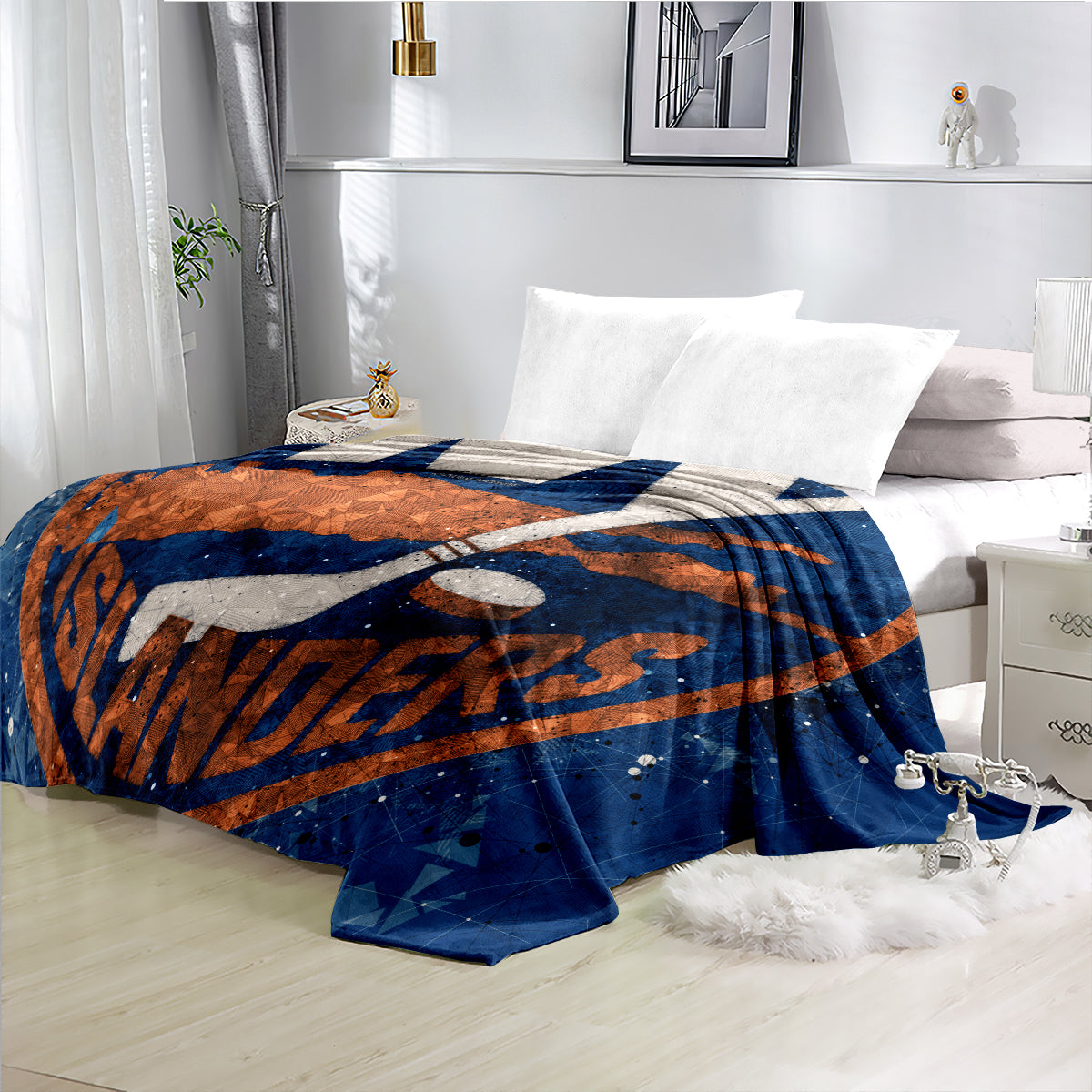 New YorkIslanders Hockey Team Flannel Fleece Throw Blanket